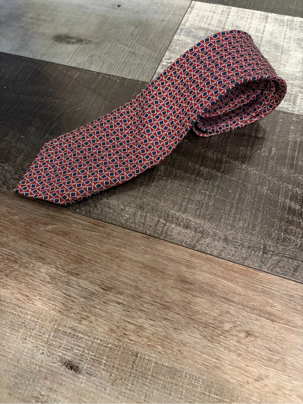 Lauren Ralph Lauren 100% Silk Geometric Tie Made in USA